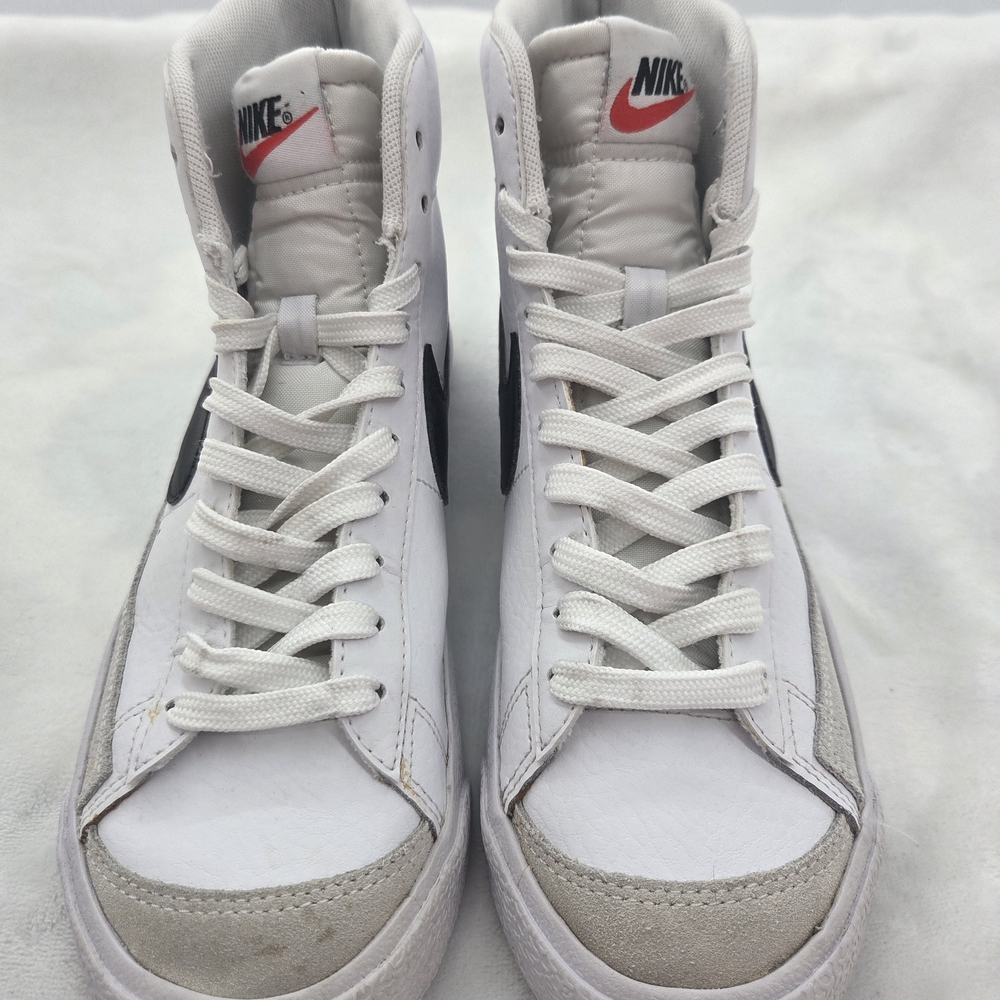 Nike Blazer Mid White Black Leather High Top Sneakers Youth‎ 6Y Unisex - Picture 3 of 11